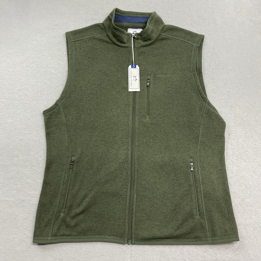 Southern Tide Vest Mens XL Green Samson Peak Sweater Fleece Full Zip Outdoors